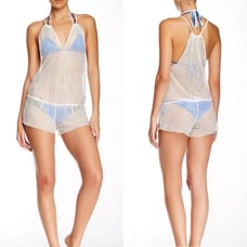 Beach Bunny sheer delight lace beach romper bikini cover up size S small