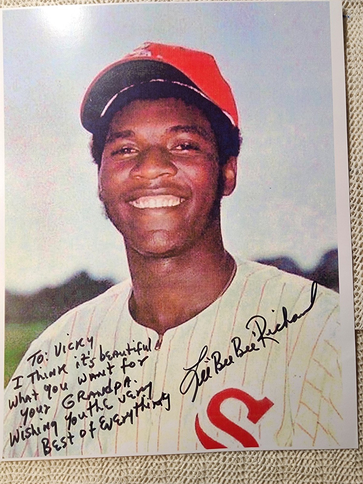 Lee bb Richard autographed 8x10 color inscribed w/coa Chicago White Sox