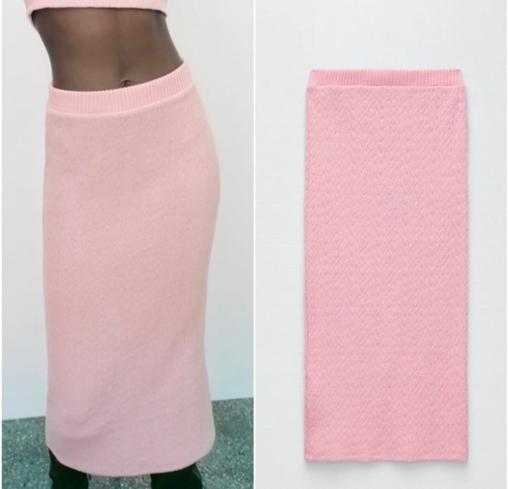 Zara Pink Sweater High Waist Skirt