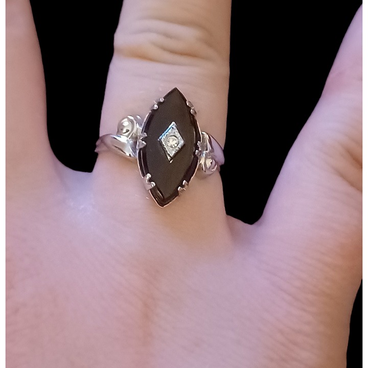 14k Gold Electroplated Silver Tone Natural Stone Size 8 Vintage Ring NWT