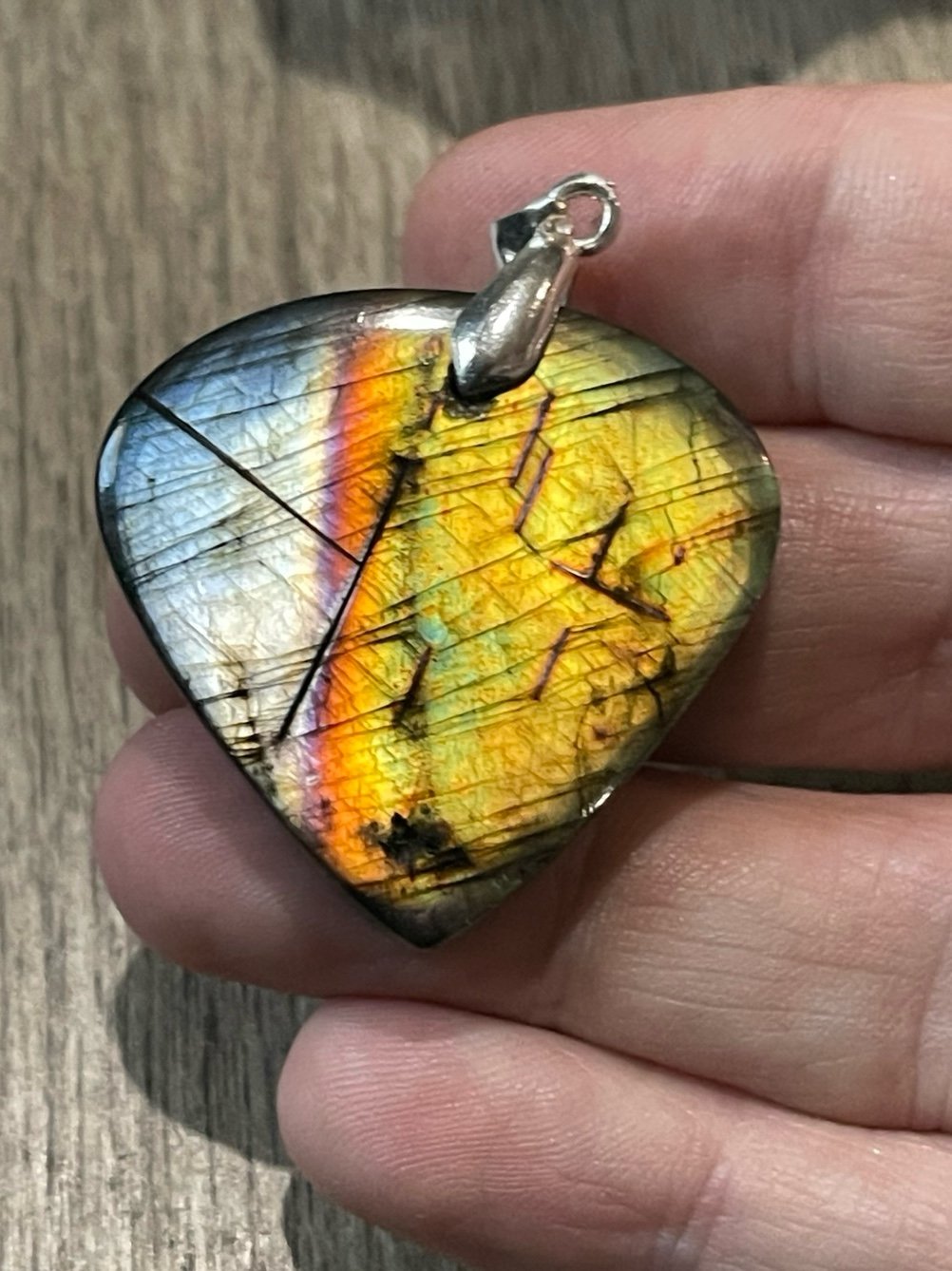 Stunning, Extremely Flashy, Labradorite Pendant Necklace