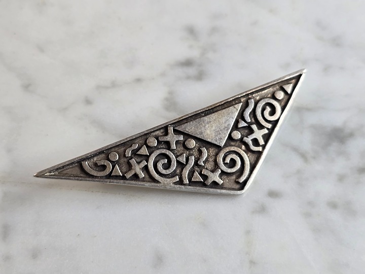 Womens Vintage Estate Sterling Silver Modernist Brooch 8.5g E4470