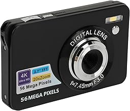 Digital Camera, 4K UHD Vlogging Camera, 56MP Autofocus Compact Camera with 20X