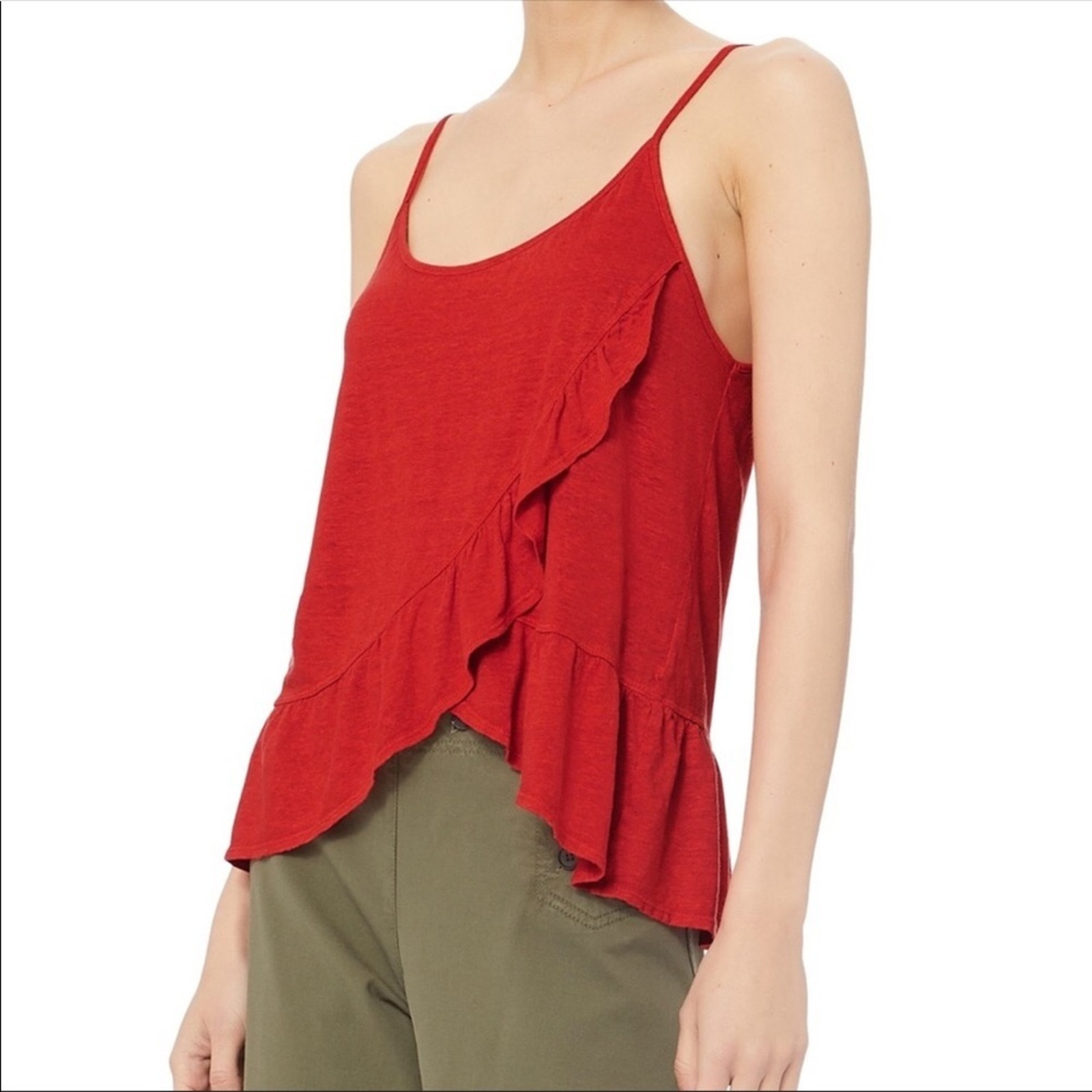 A.L.C. Womens 100% Linen Ava Ruffle Tank Top Size S NWT