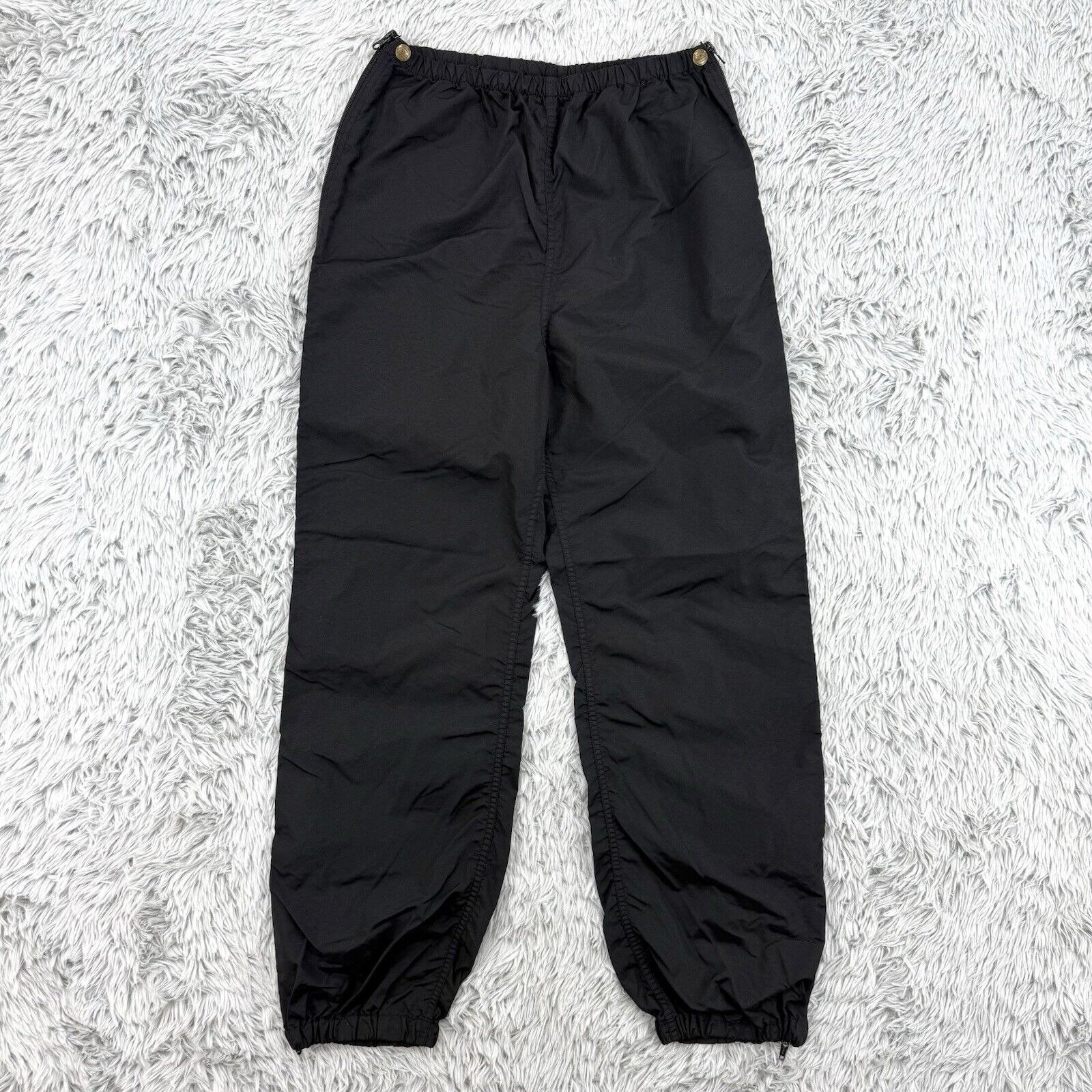 LL Bean Pants Womens S Black Vintage Made In USA Nylon Windbreaker Full Side Zip