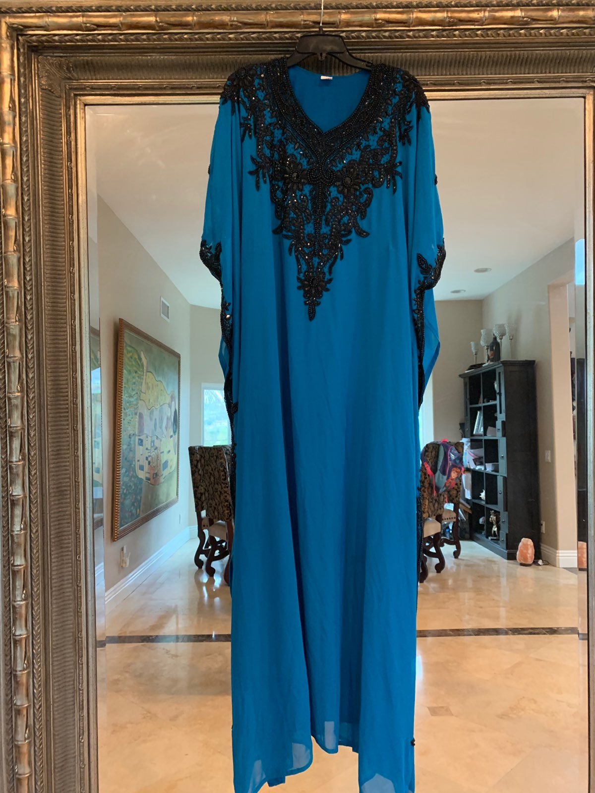 New Gorgeous Long Blue /Black Jeweled Co