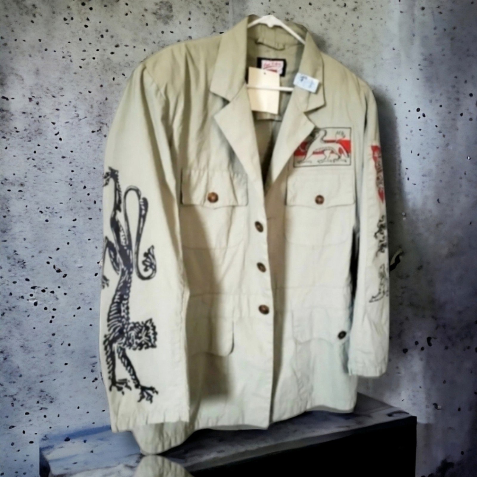 NWT Vintage Curt Roberts RARE 90's Graphic Print Gothic Grunge Steampunk Jacket