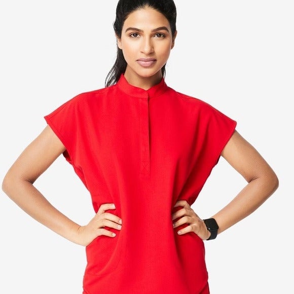 FIGS SCRUB TOP RAFAELA RED - XS