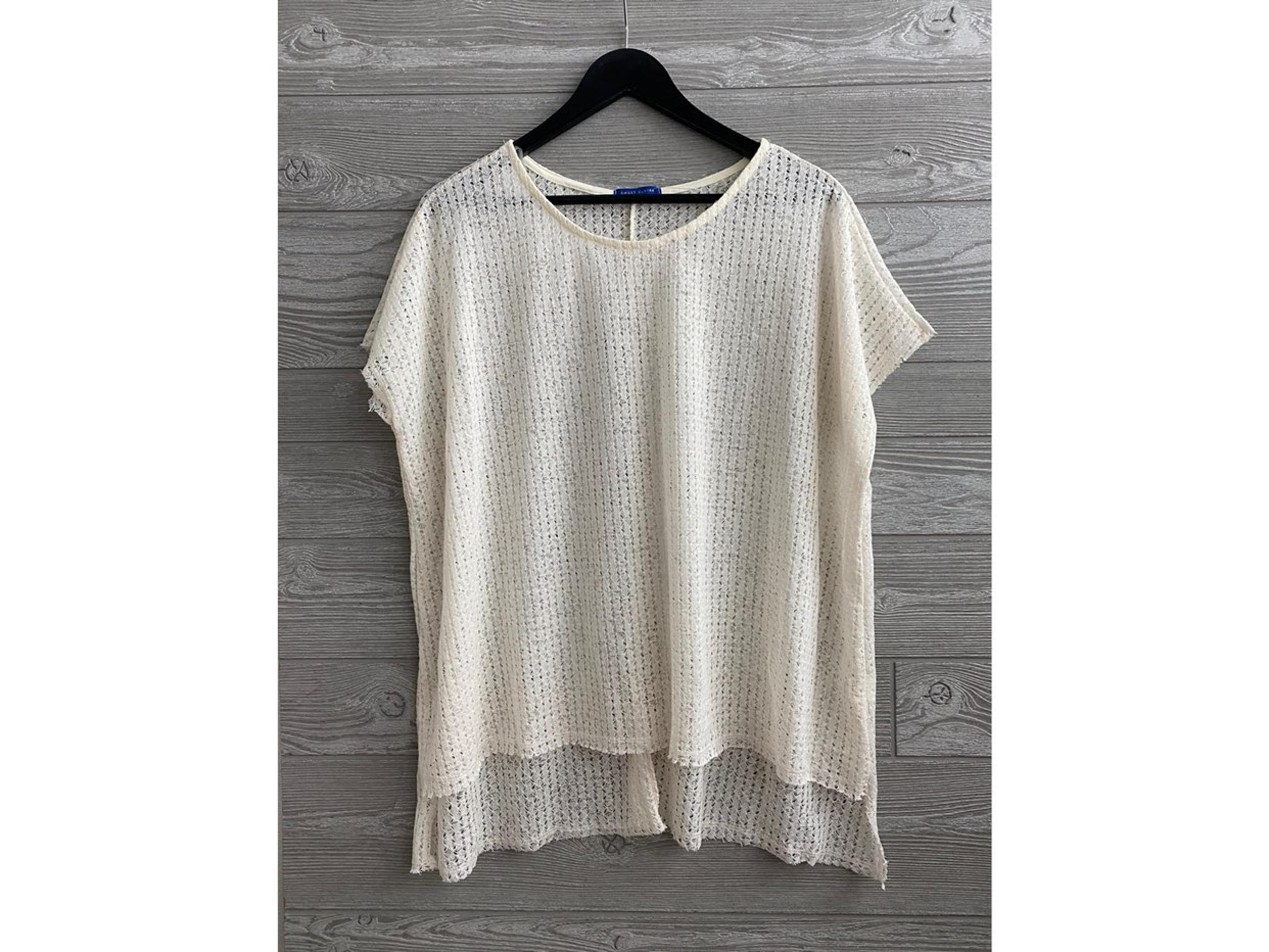 Sweet Claire ivory open knit top NWOT