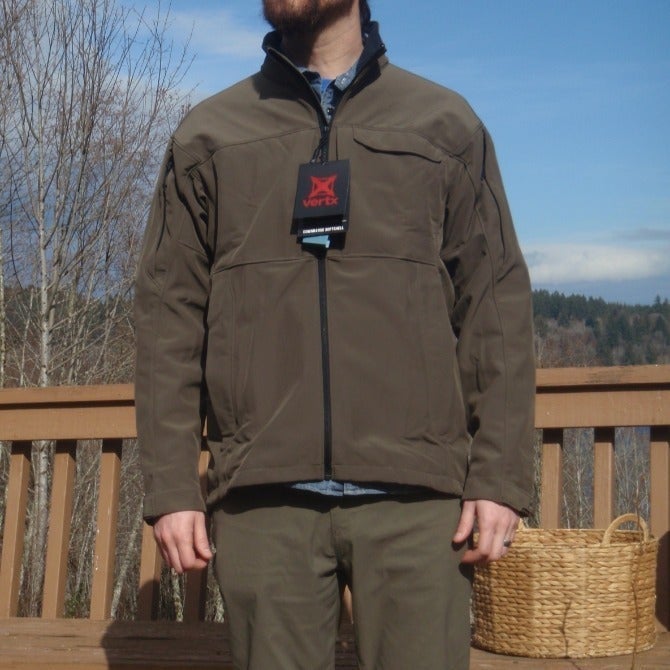 NWT Vertx Downrange Soft Shell Tactical Jacket, Burnt Ash (Gray), Size Large