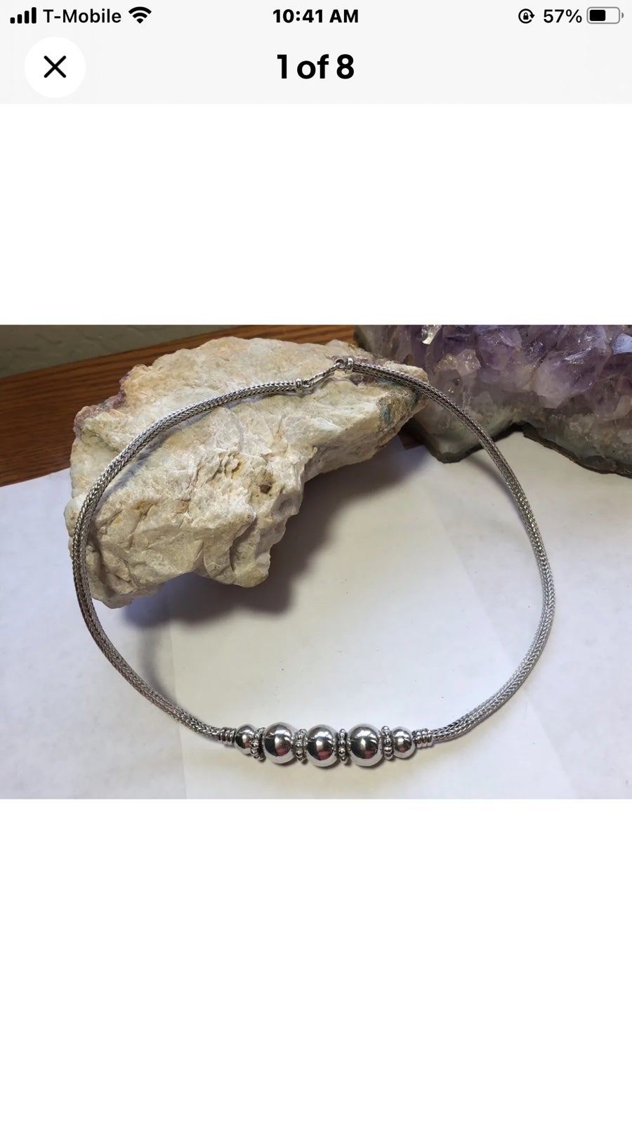 Vintage Wheat Sterling Silver Large Beaded Collar Necklace 50.9 Grams