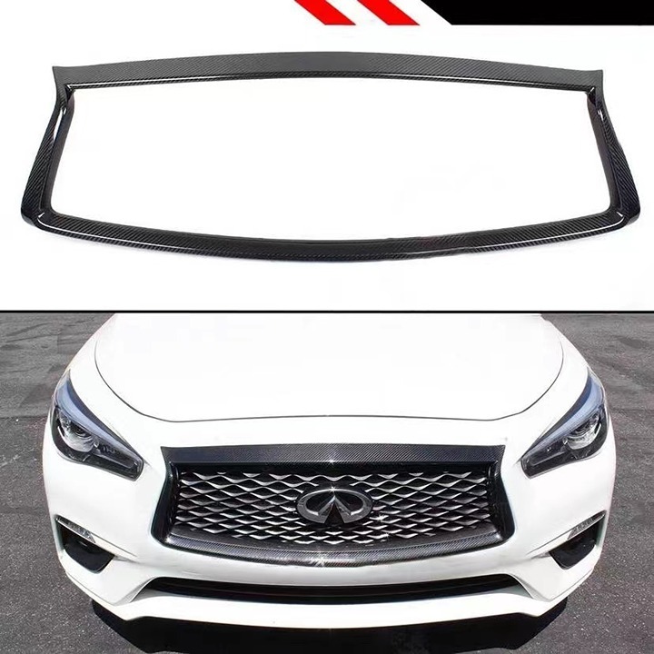 NEW 2018-2023 INFINITI Q50 REAL CARBON FIBER FRONT GRILLE OUTLINE TRIM COVER