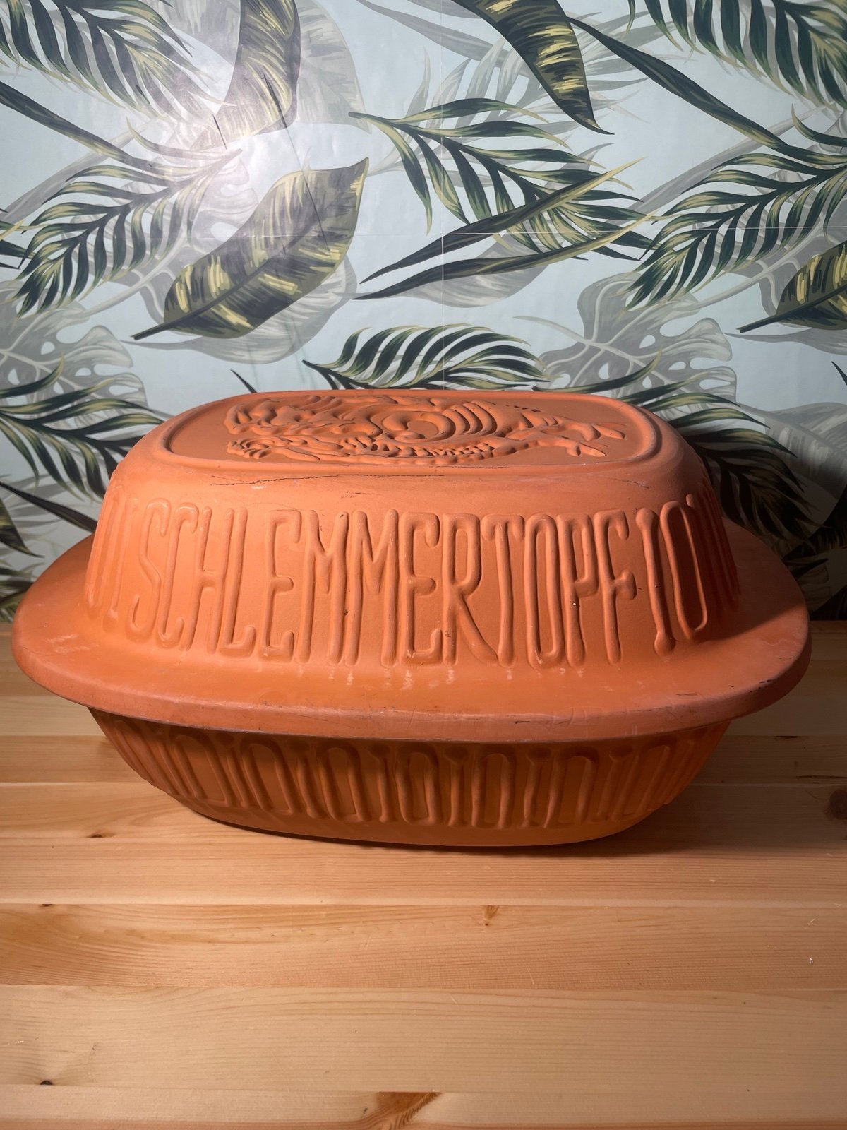 SchlemmerTopf Scheurich Keramik 843 W. Germany ROOSTER Pot w/ Lid Clay Baker