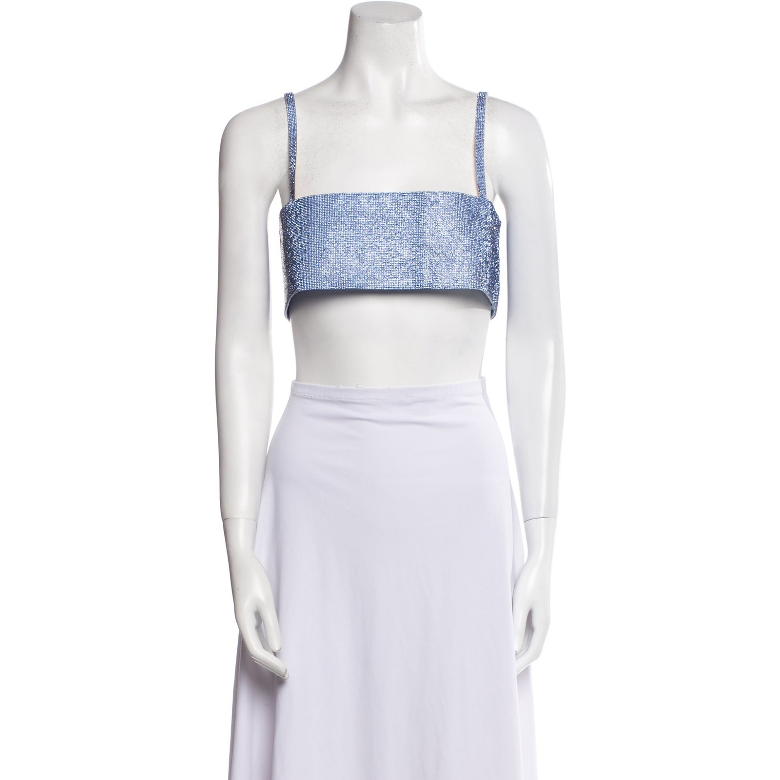 Nue 'Square' Blue Silk Neckline Crop Top Size S - NWT