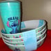 NEW Disney Stitch Ohana 4 DInner Bowls and 4 16 oz Cups
