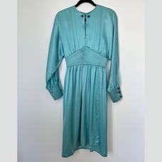 Vintage Adele Simpson I.magnin 100% Silk Long sleeves Midi Dress. Art Deco polka