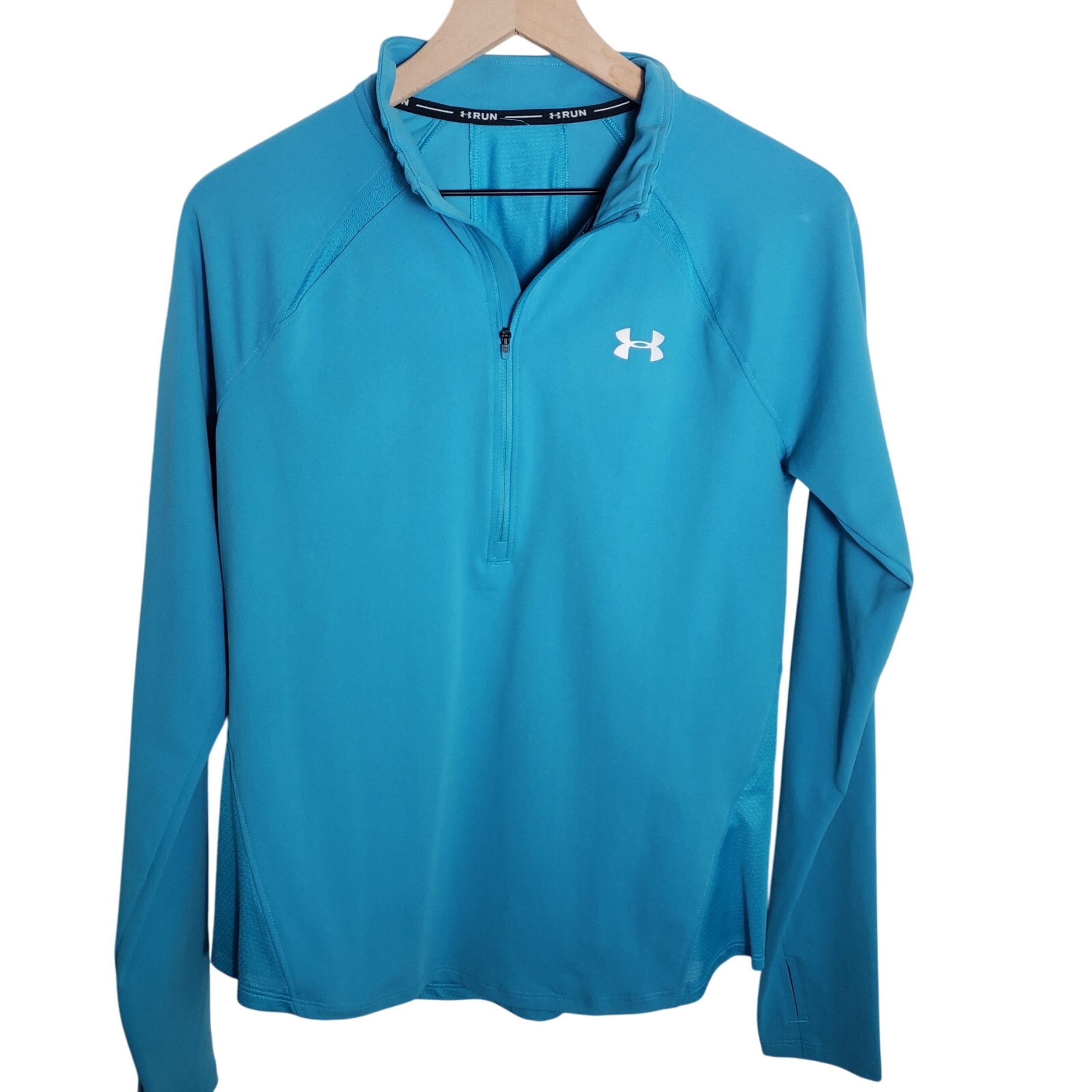 Under Armour Pullover 1/2 Zip Teal Running Top Long Sleeve Sz Medium
