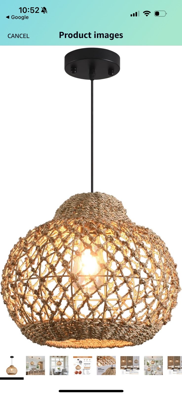 Sicddde Rattan Pendant Light