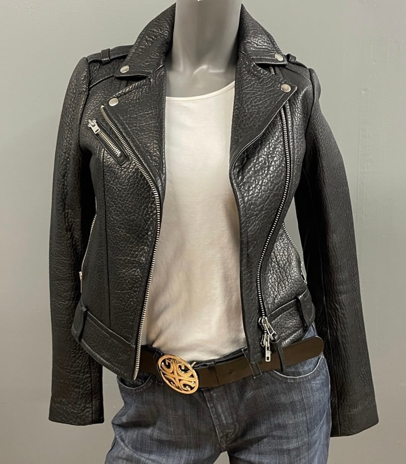 Mackage Pebbled Leather Biker Jacket Size XS