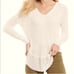 Free People We The Free Ivory Oversize Waffle Raw Seams Thermal Long Sleeves Top