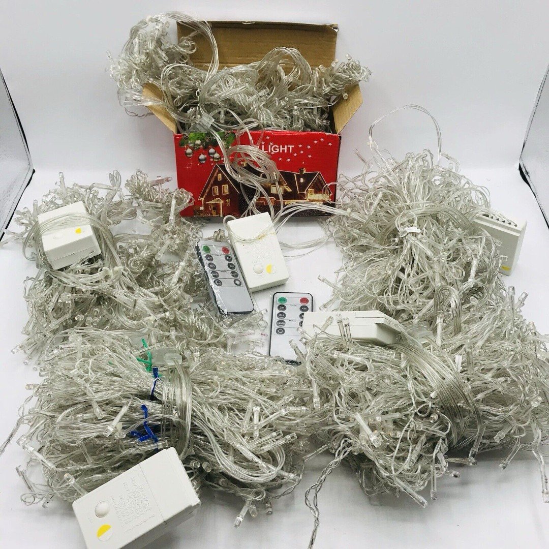 FEFE LED Curtain Lights 9.8 x 9.8 ft 8 Light Mode Options String Lot of 5
