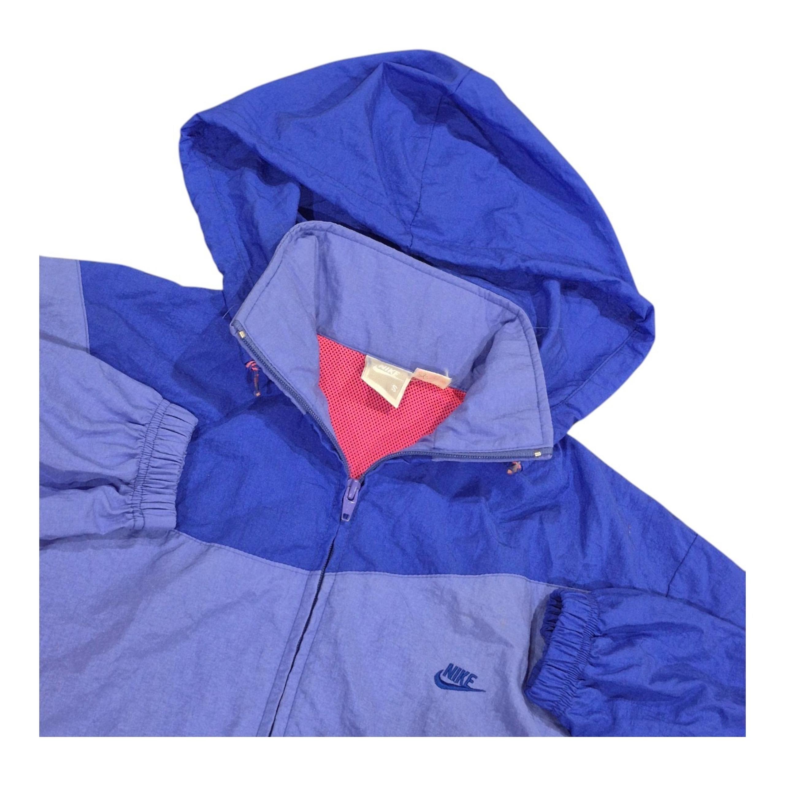 VTG Nike Jacket Windbreaker Grey Tag Embroidered Swoosh Hood 90s Rare Women's S