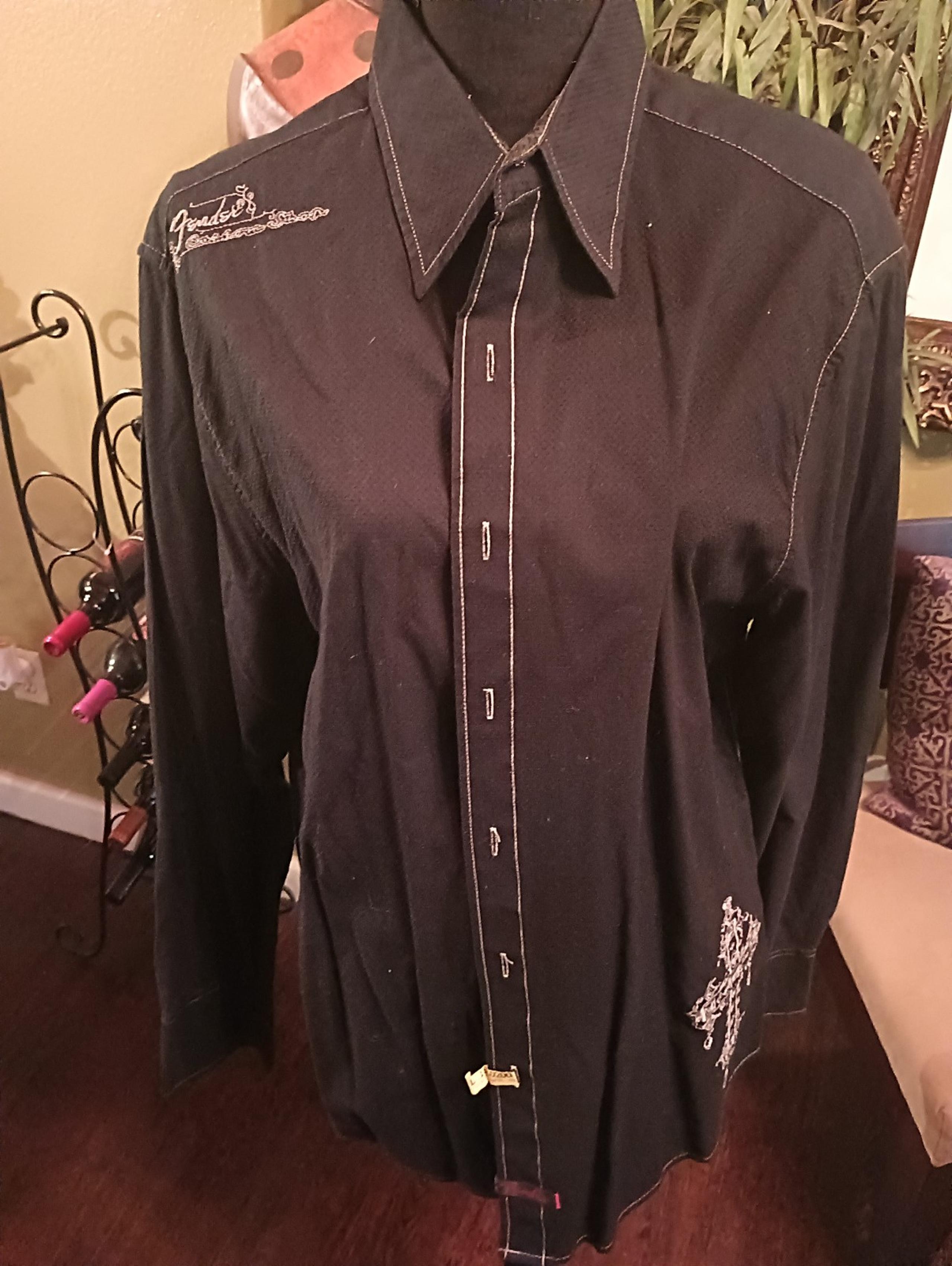 Men's fender black button down shirt