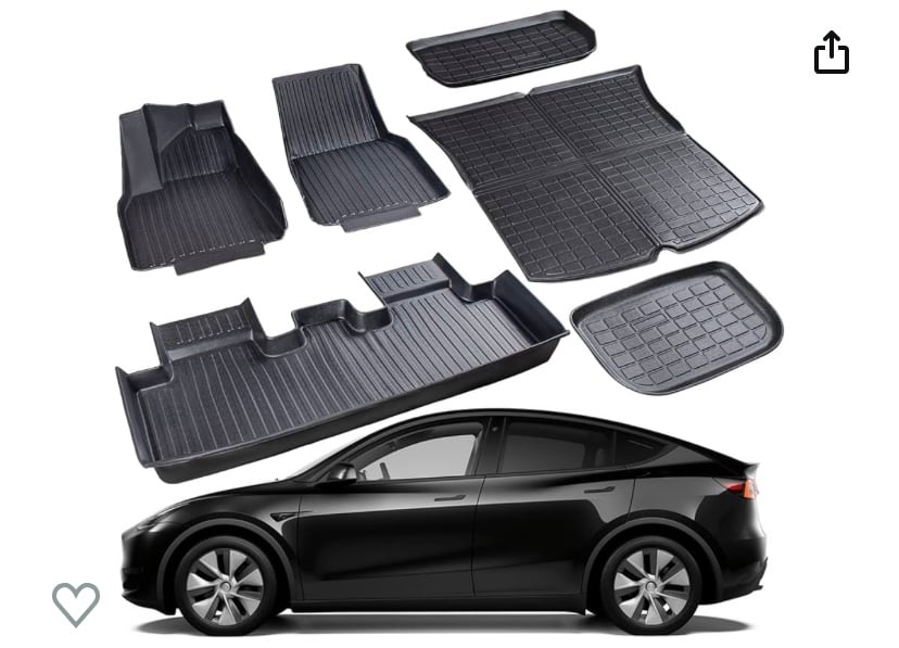 Tesla Model Y Floor Mats 5 Seat All Weather 2021-2023