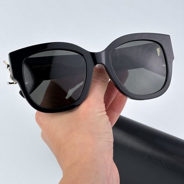 Saint Laurent SLM95/F 001 BRAND NEW Sunglasses Black Oversized Cat Eye Women