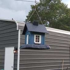 Blue Cottage Birdfeeder, 9.5 x 10.25 x 13.25 (9085)