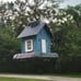 Blue Cottage Birdfeeder, 9.5 x 10.25 x 13.25 (9085)