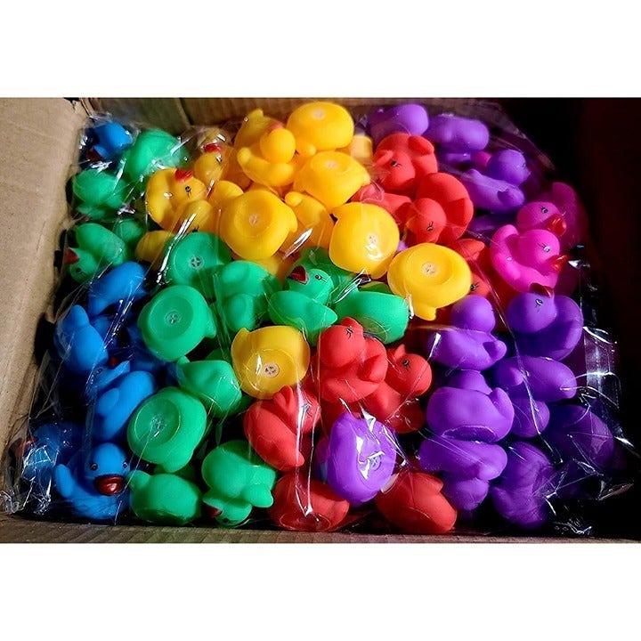 144 Pieces Colorful Mini Rubber Ducks Floating Bath Ducks