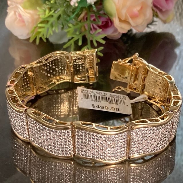 2CT Natural Diamonds Two-Tone 14K & Platinum Finish Wide Tennis Bracelet 7.5”