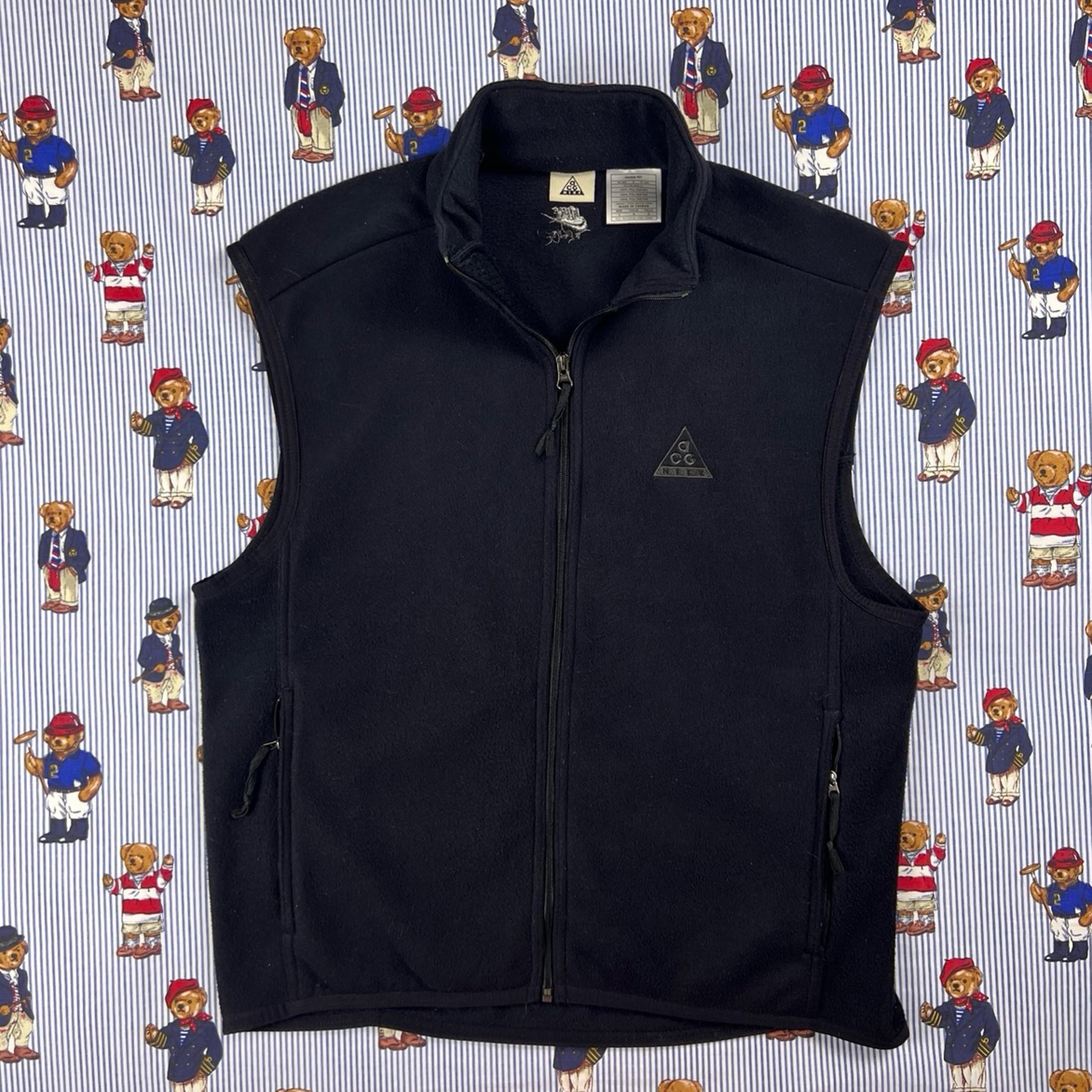 Vintage Nike ACG Vest Mens Large Black Fleece Therma Fit Y2K Full Zip