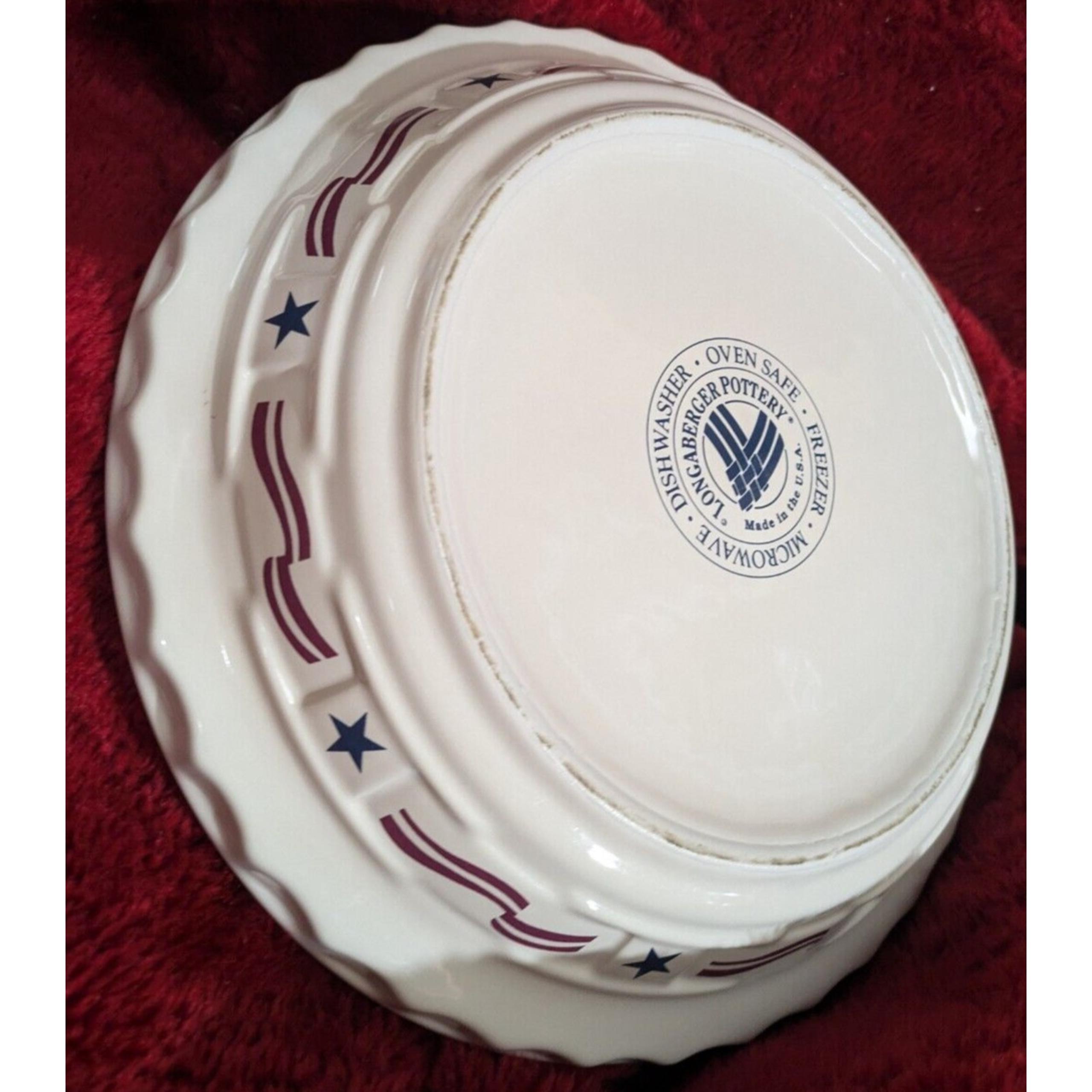 Longaberger All American Stars & Stripes 10.5” Pie Plate Bake Dish USA