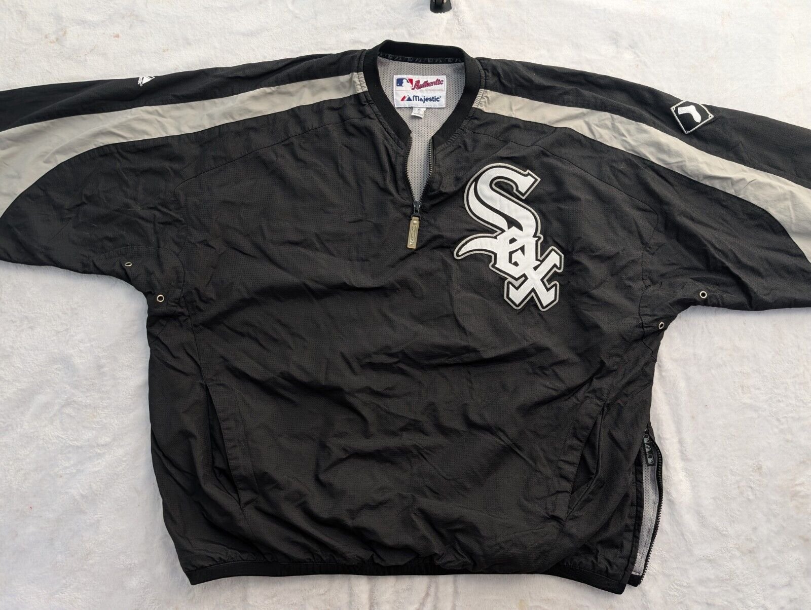 Vintage Y2K MLB Majestic Chicago White Sox Quarter Zip 1/4 Windbreaker Jacket XL