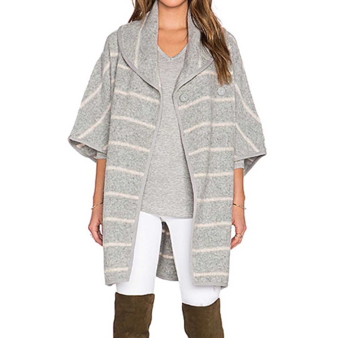 FREE PEOPLE grey wool blanket coat