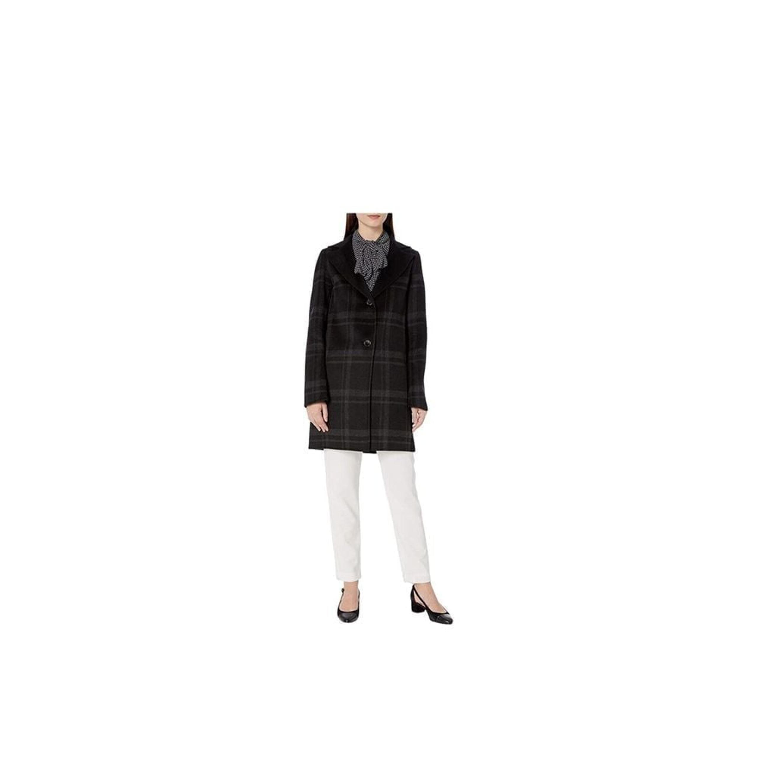 Tahari Womens Wool Blend Two Button Coat Jacket Plaid Size XS