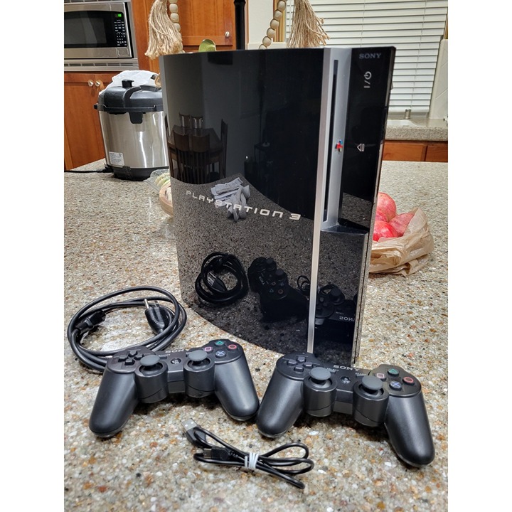 Sony Playstation 3 Console PS3 Fat CECHL01 80GB w/ 2 Controllers + 7 Pop Games