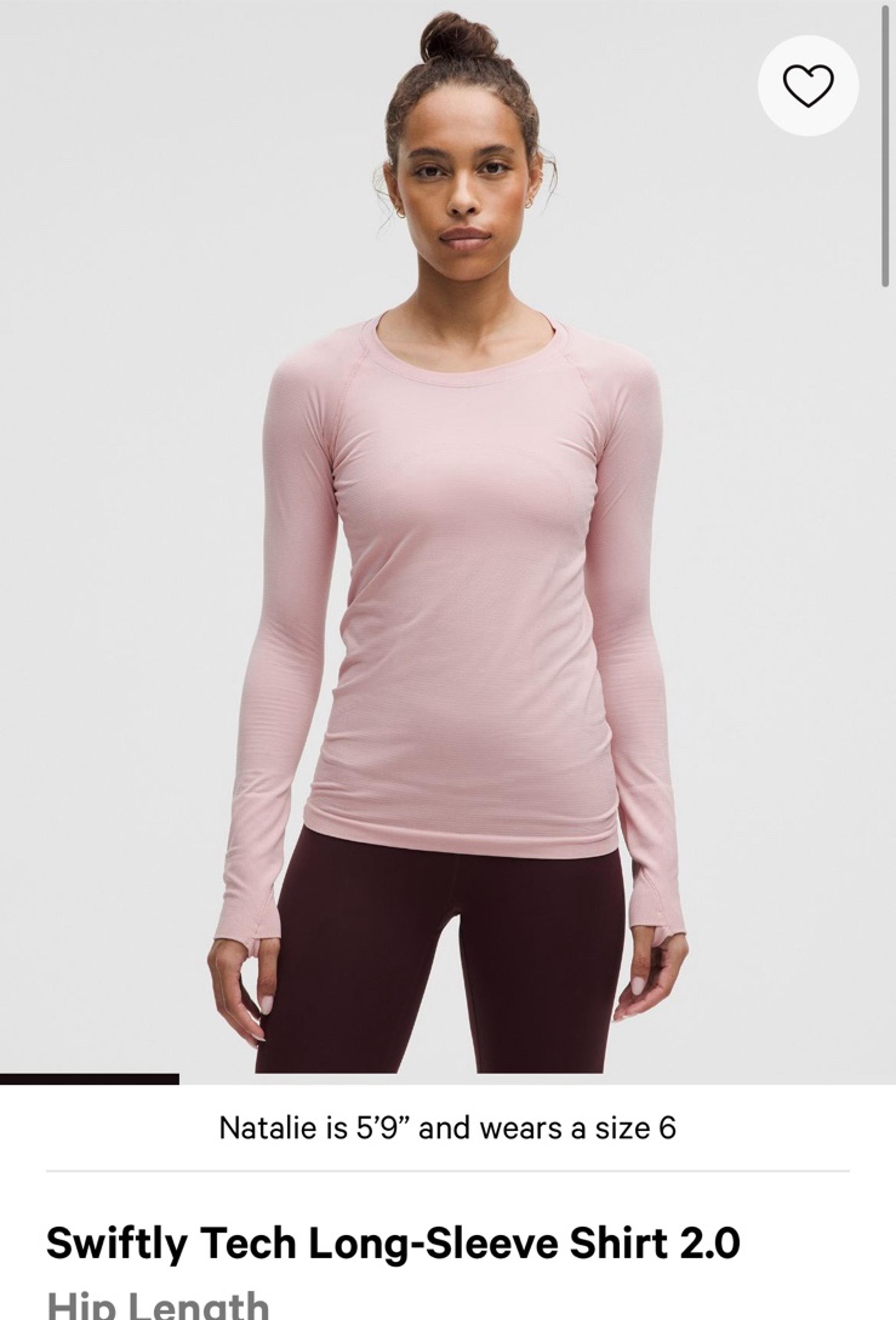 Lululemon NWT Swiftly Tech Long-Sleeve Shirt 2.0 size 6 Pink Haze