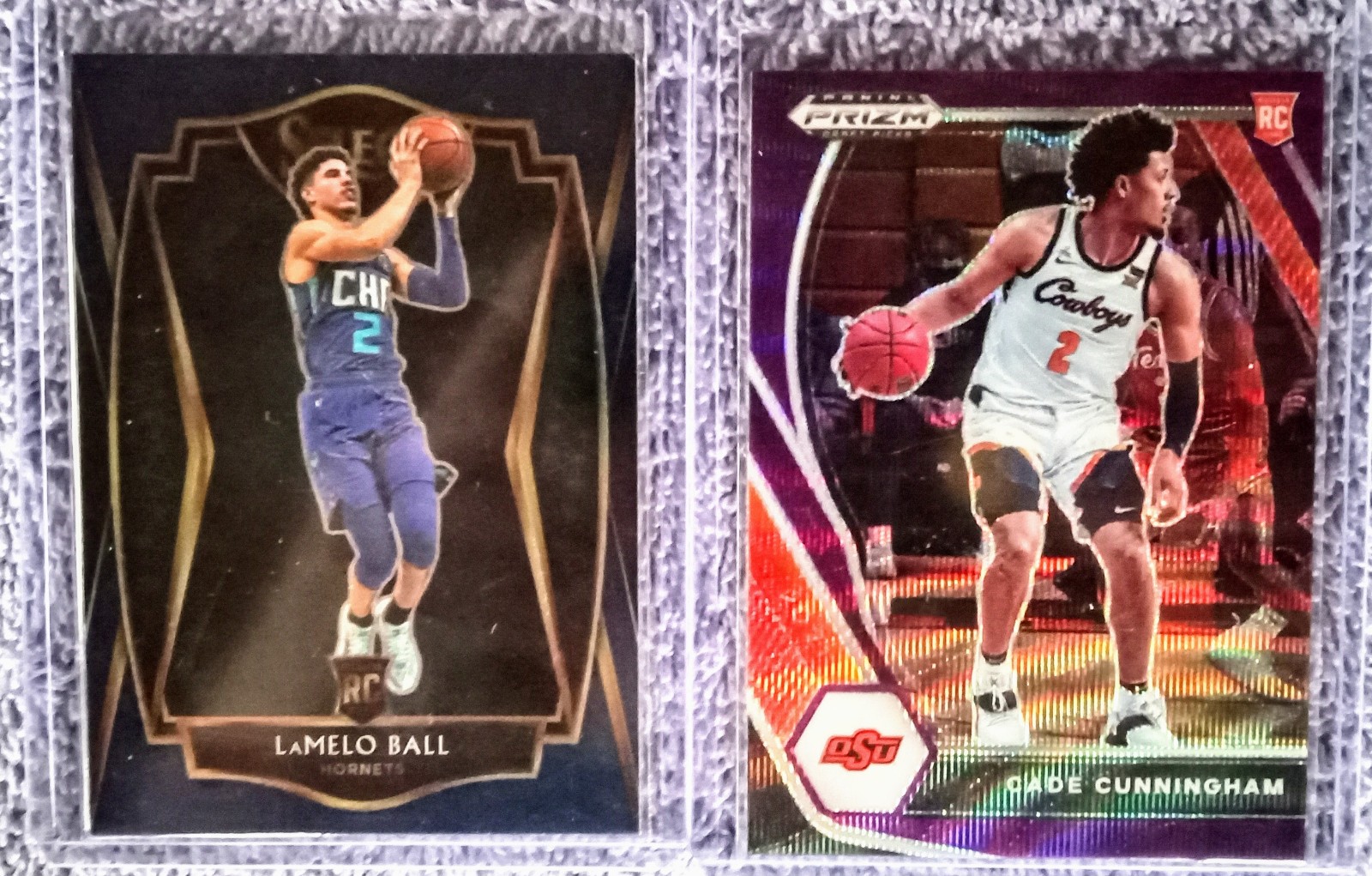 Lot of 2 Basketball Cards- LaMelo Ball and Cade Cunningham RC's