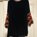 Johnny Was Elim Velvet Silk Peasant Blouse Black Floral Embroidered Top