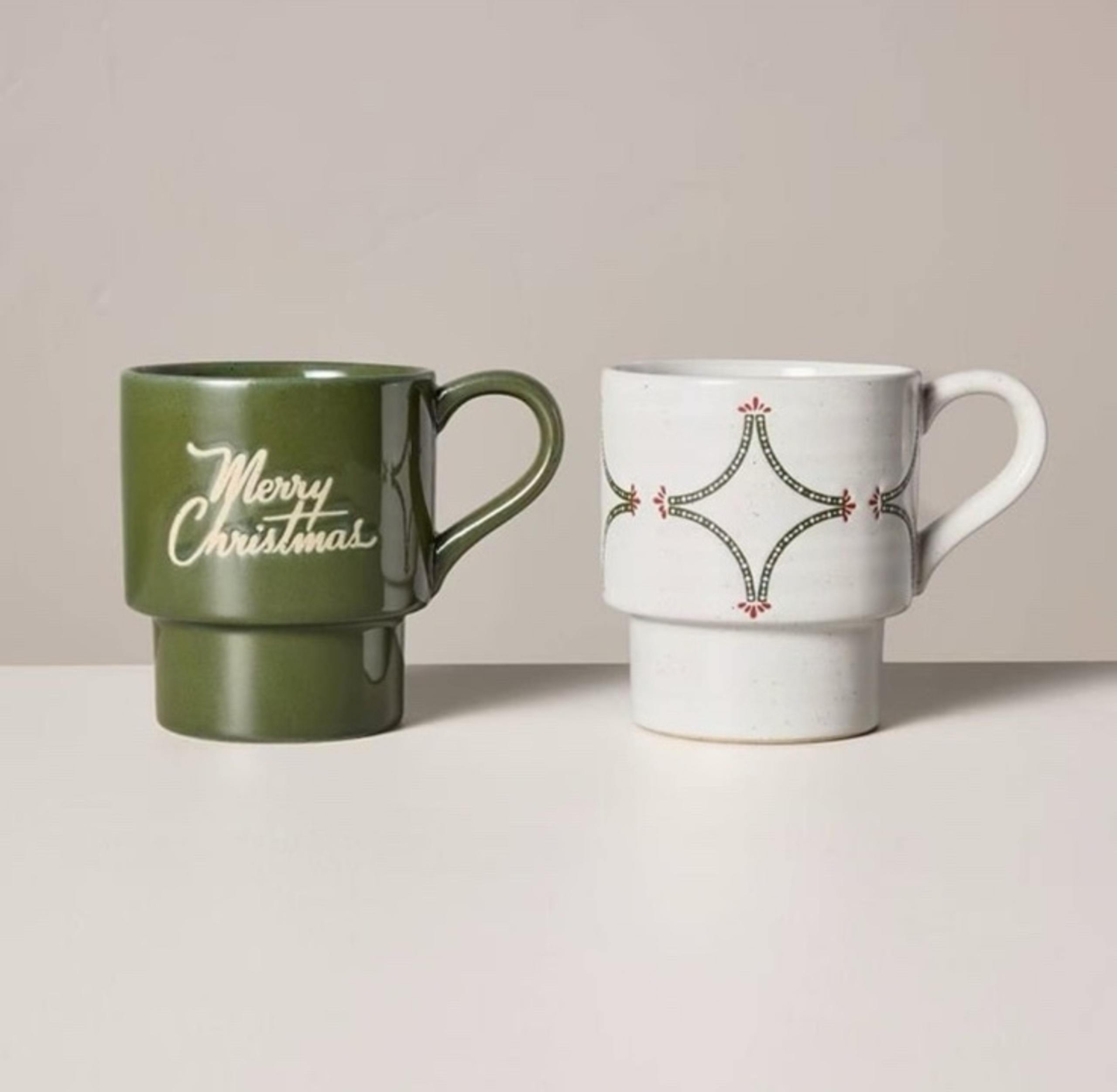 Hearth & Hand Magnolia 14oz Christmas Theme Stoneware Mugs