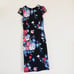 Betsey Johnson Size 4 Black Multicolor Cap Sleeve Floral Women’s Scuba Dress