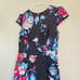 Betsey Johnson Size 4 Black Multicolor Cap Sleeve Floral Women’s Scuba Dress