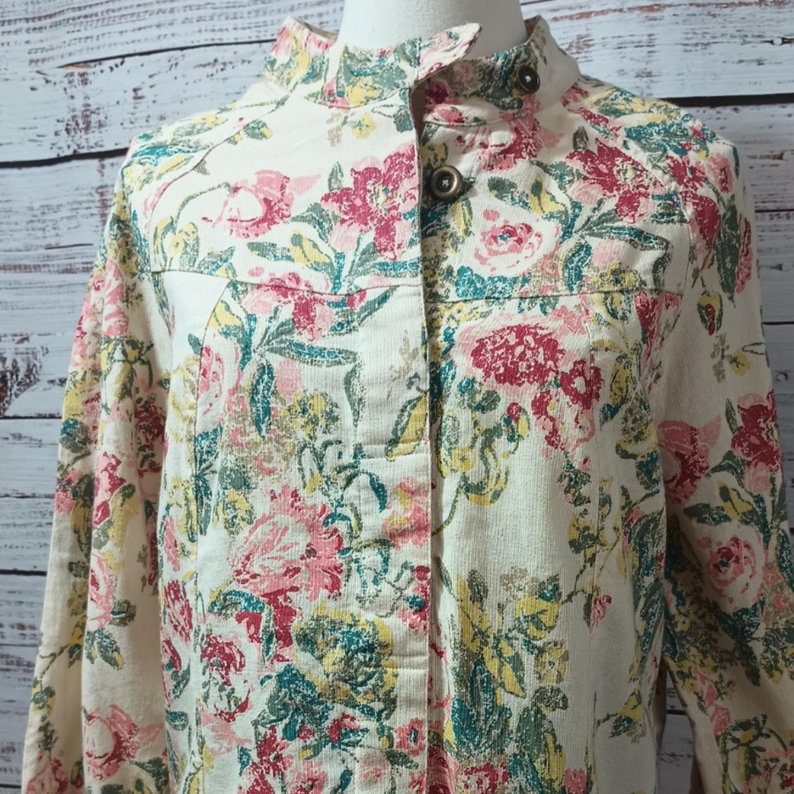 Norm Thompson Floral Print Jacket Size M, 100% Cotton