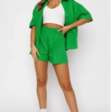 Women Shirt Shorts Two Piece Casual Suit Solid Color Single Breasted Short Sleev