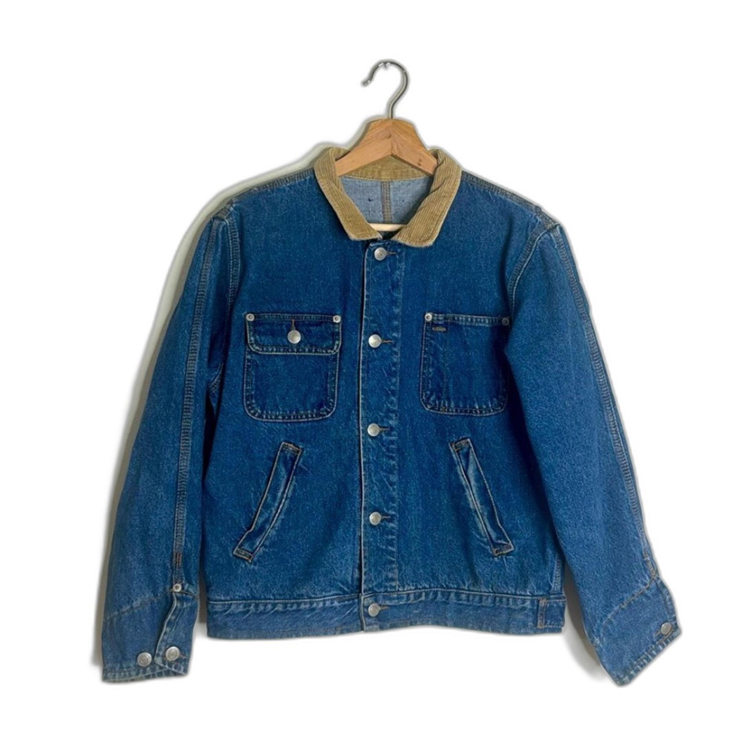 Vtg Polo Ralph Lauren 90s button down denim chore jacket corduroy collar size M