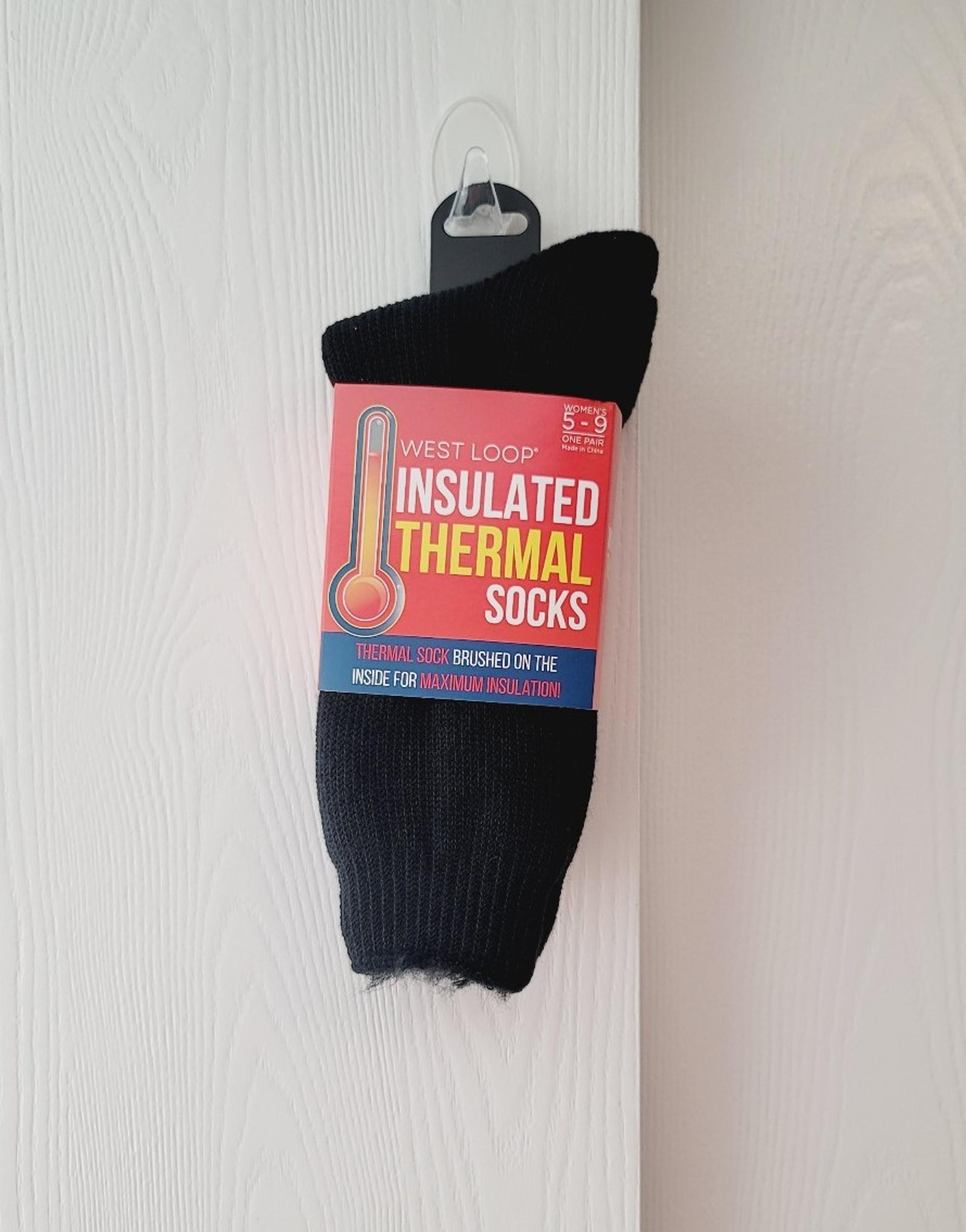 West Loop Women's Insulated Thermal Socks One Pair Size 5-9, Black