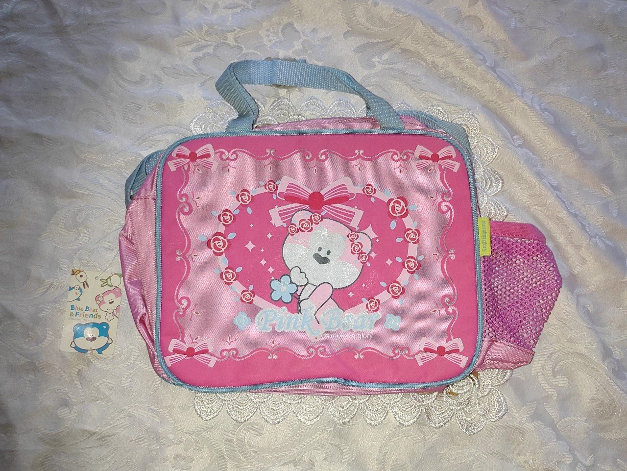 Morning glory Vintage Pink Bear Lunch Bag
